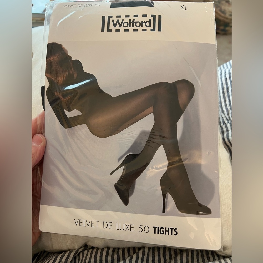 Wolford velvet de lux 50 Black Tights XLarge THESE ARE BLACK